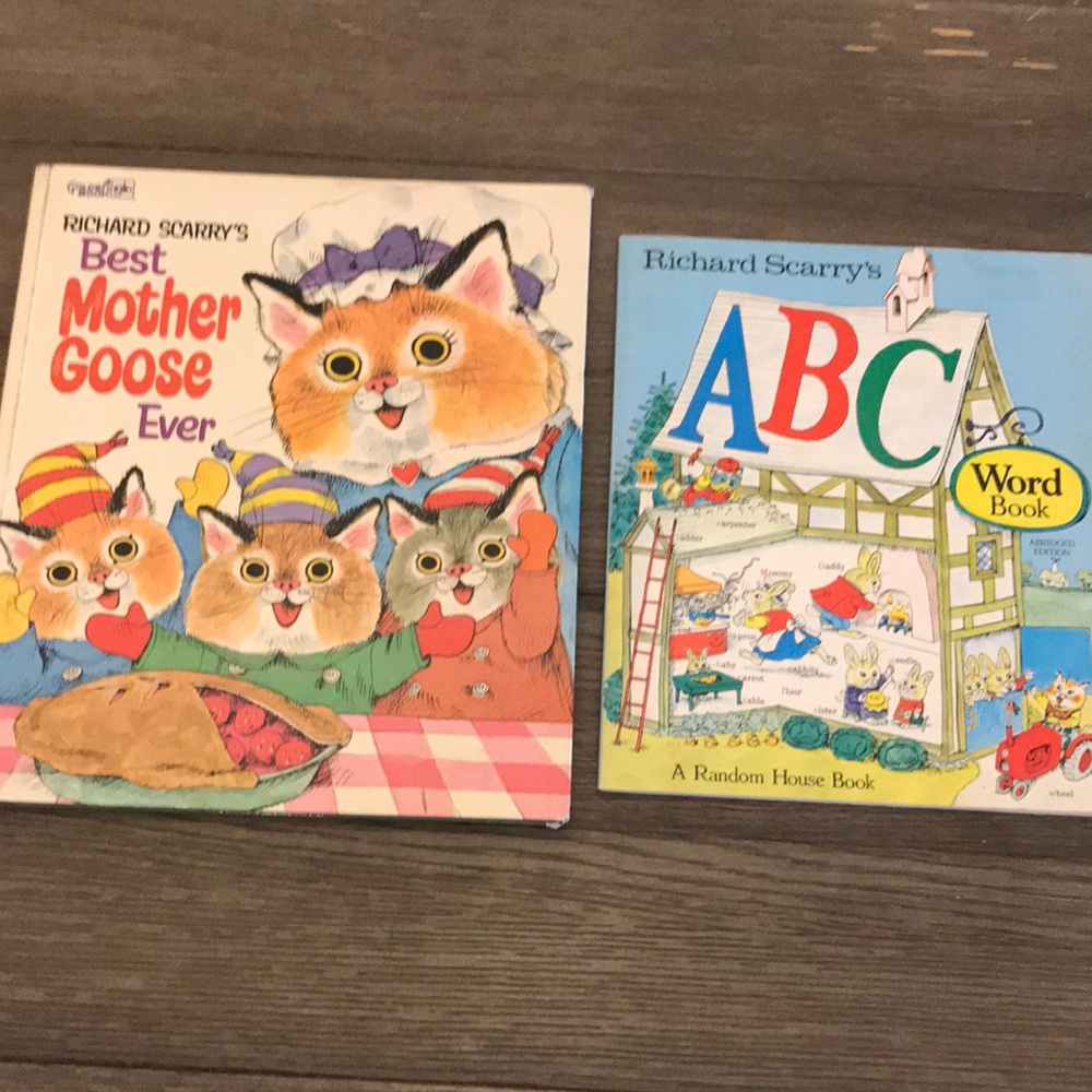 Vintage Childrens books Richard Scarry’s Mother Goose & ABC word book 1970’s